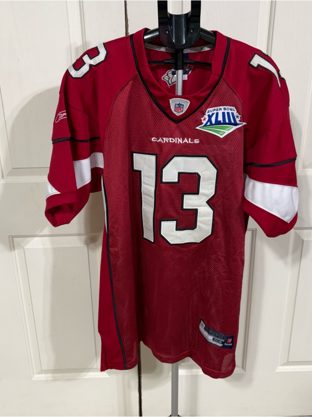 Kurt Warner #13 Super Bowl XLIII Arizona Cardinals Reebok NFL Jersey Red Size 54